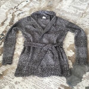 Levi’s Two Toned Grey Cotton Blend Women’s Sweater with Collar and Belt